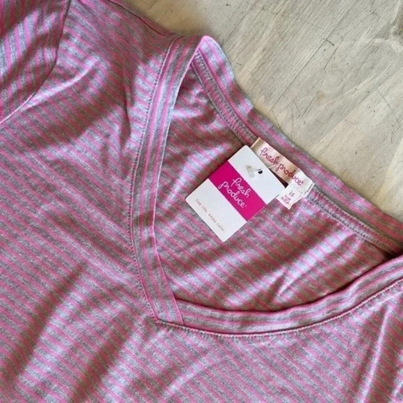 NWT Fresh Produce Pink and Grey Striped T-… - Picture 7 of 8